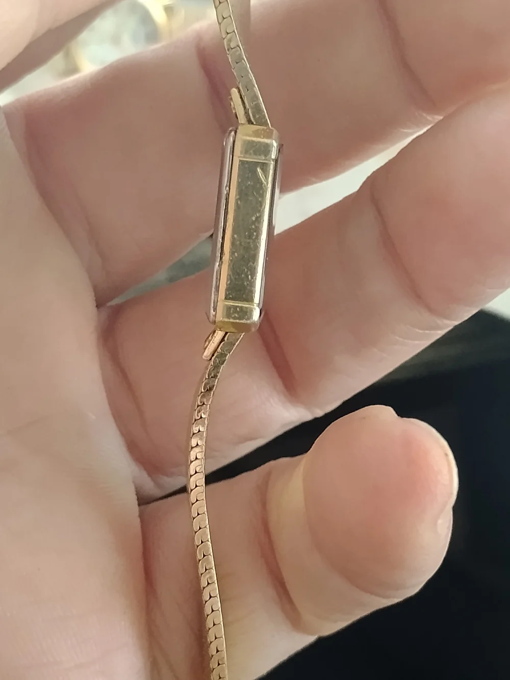 Gold-Tone Quartz Rectangular Dress Watch